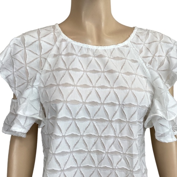 NWT J.O.A‎ JOA Los Angeles White ruffled top size small - Picture 4 of 7